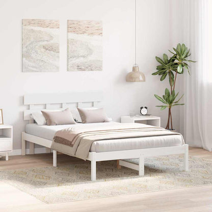 Bettgestell mit Kopfteil Weiß 120 x 200 cm Massivholz Kiefer