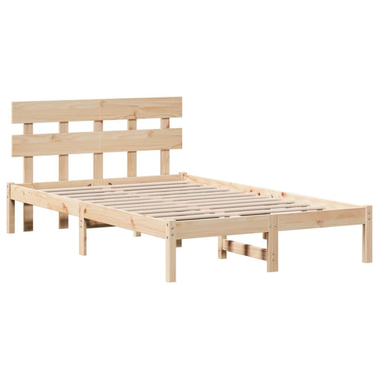 Bettgestell mit Kopfteil Braun 140 x 190 cm Massivholz Kiefer