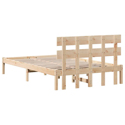 Bettgestell mit Kopfteil Braun 140 x 190 cm Massivholz Kiefer