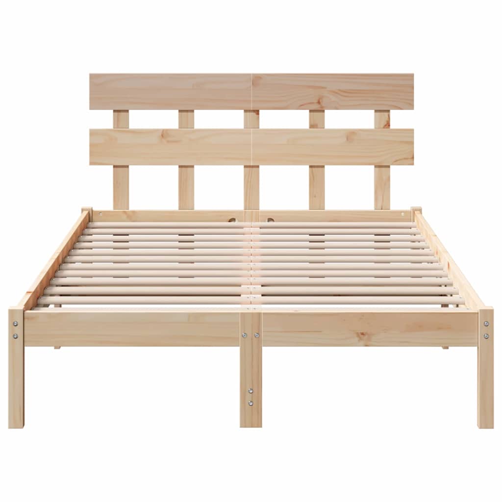 Bettgestell mit Kopfteil Braun 140 x 190 cm Massivholz Kiefer