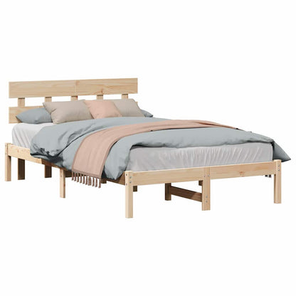Bettgestell mit Kopfteil Braun 140 x 190 cm Massivholz Kiefer
