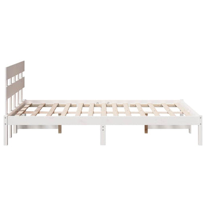 Bettgestell mit Kopfteil Weiß 135 x 190 cm Massivholz Kiefer