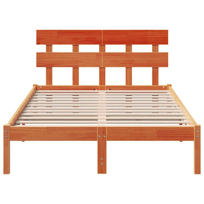 Bettgestell mit Kopfteil Braun 135 x 190 cm Massivholz Kiefer