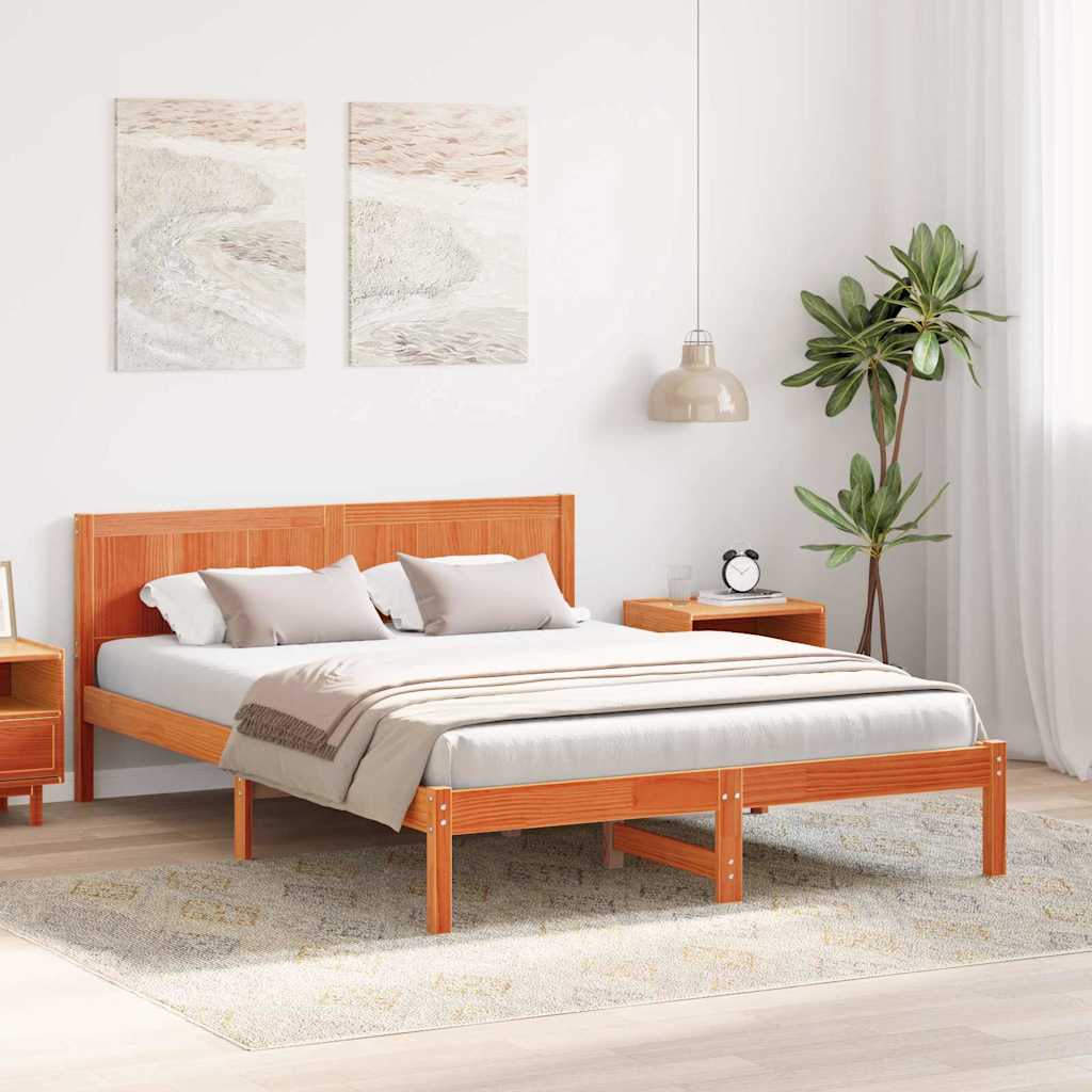 Bettgestell Braun 160 x 200 cm Massivholz Kiefer