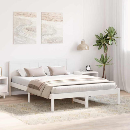 Bettgestell Weiß 150 x 200 cm Massivholz Kiefer