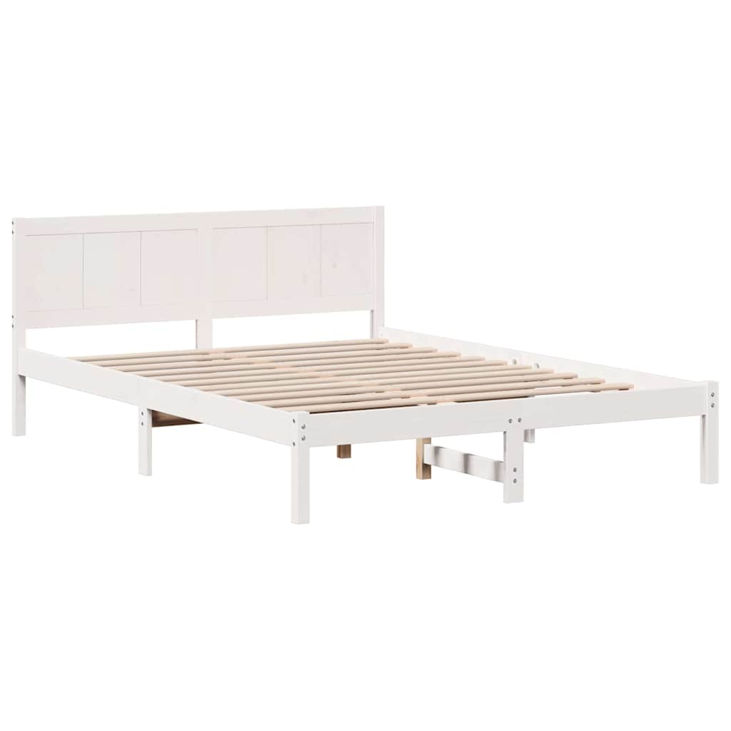 Bettgestell Weiß 140 x 200 cm Massivholz Kiefer