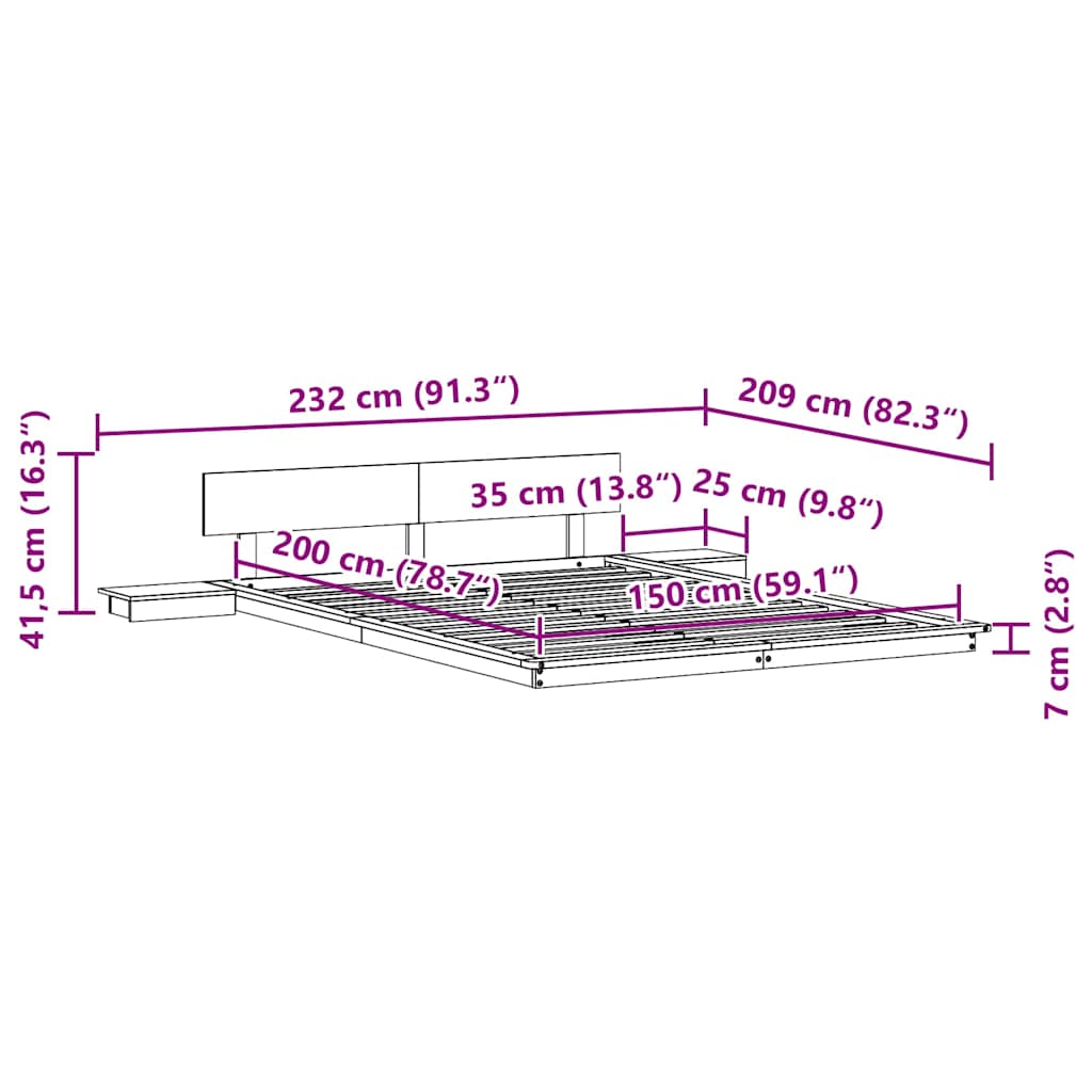 Bettgestell Weiß 150 x 200 cm Holz