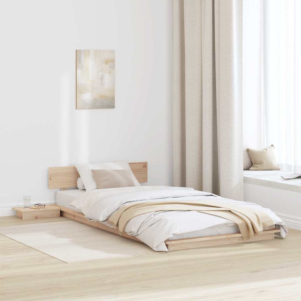 Bettgestell mit Kopfteil mit Speicher Braun 90 x 200 cm Holz