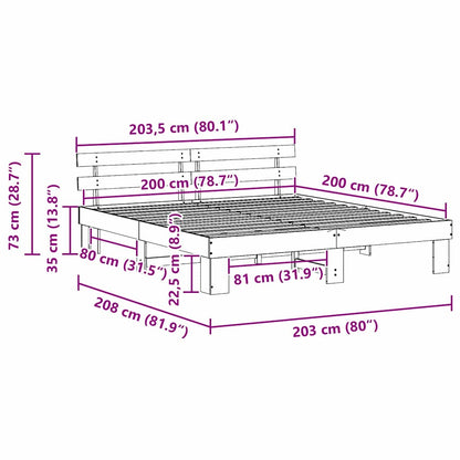 Bettgestell mit Kopfteil Braun 200 x 200 cm