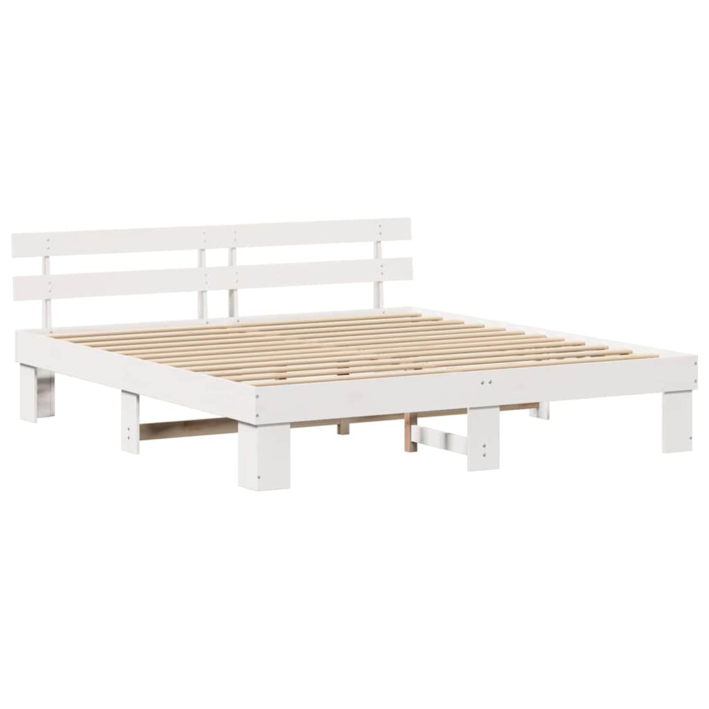 Bettgestell mit Kopfteil Weiß 200 x 200 cm