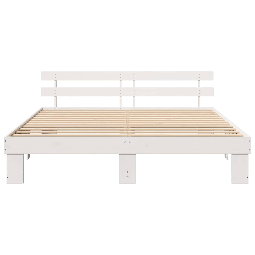 Bettgestell mit Kopfteil Weiß 200 x 200 cm