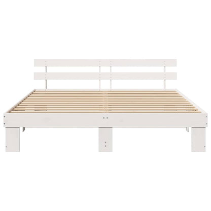 Bettgestell mit Kopfteil Weiß 200 x 200 cm