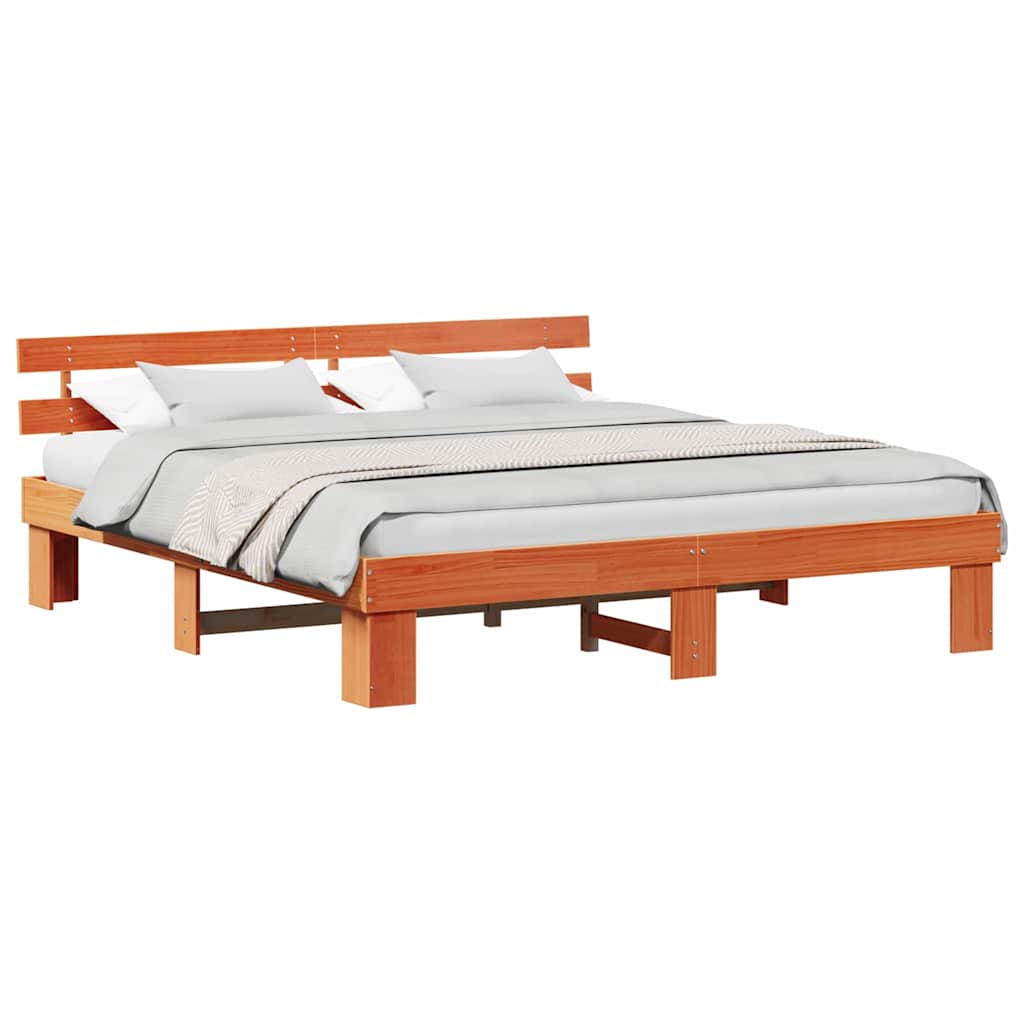 Bettgestell mit Kopfteil Braun 200 x 200 cm