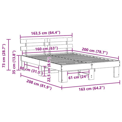 Bettgestell mit Kopfteil Braun 160 x 200 cm
