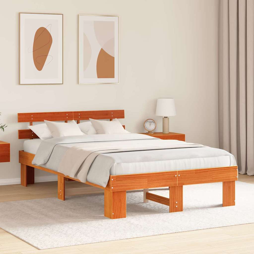 Bettgestell mit Kopfteil Braun 140 x 190 cm