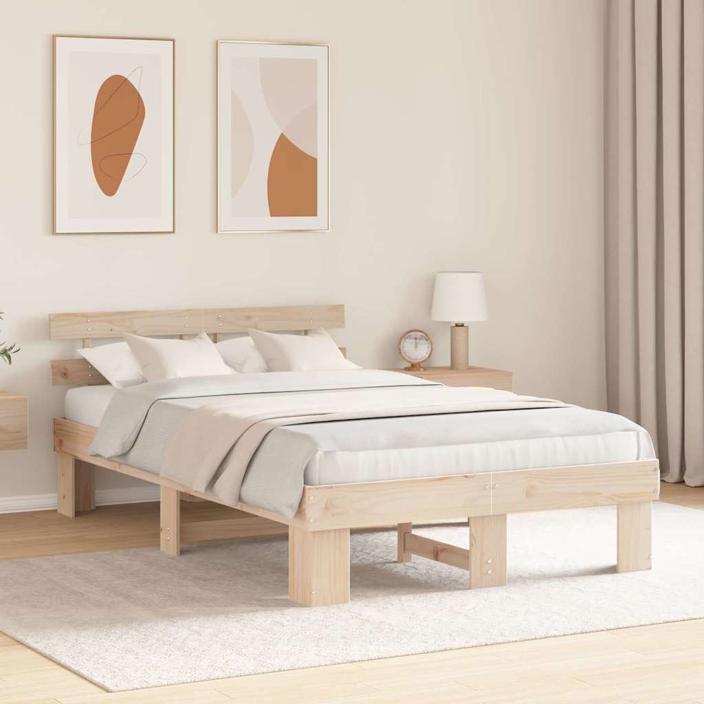 Bettgestell mit Kopfteil Braun 135 x 190 cm