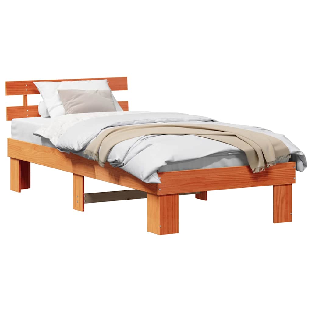 Bettgestell mit Kopfteil Braun 90 x 200 cm