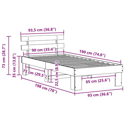 Bettgestell mit Kopfteil Braun 90 x 190 cm