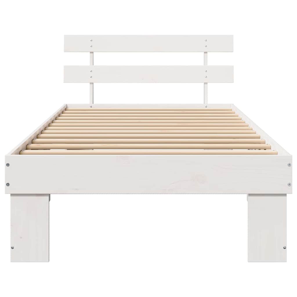 Bettgestell mit Kopfteil Weiß 75 x 190 cm