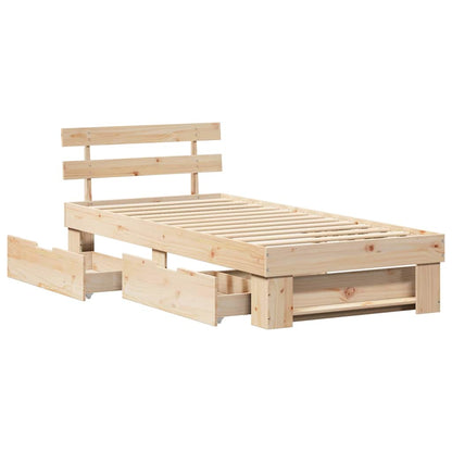 Bettgestell mit Kopfteil Braun 90 x 190 cm Massivholz Kiefer