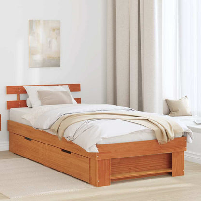 Bettgestell Wachsbraun 90 x 190 cm Massivholz Kiefer