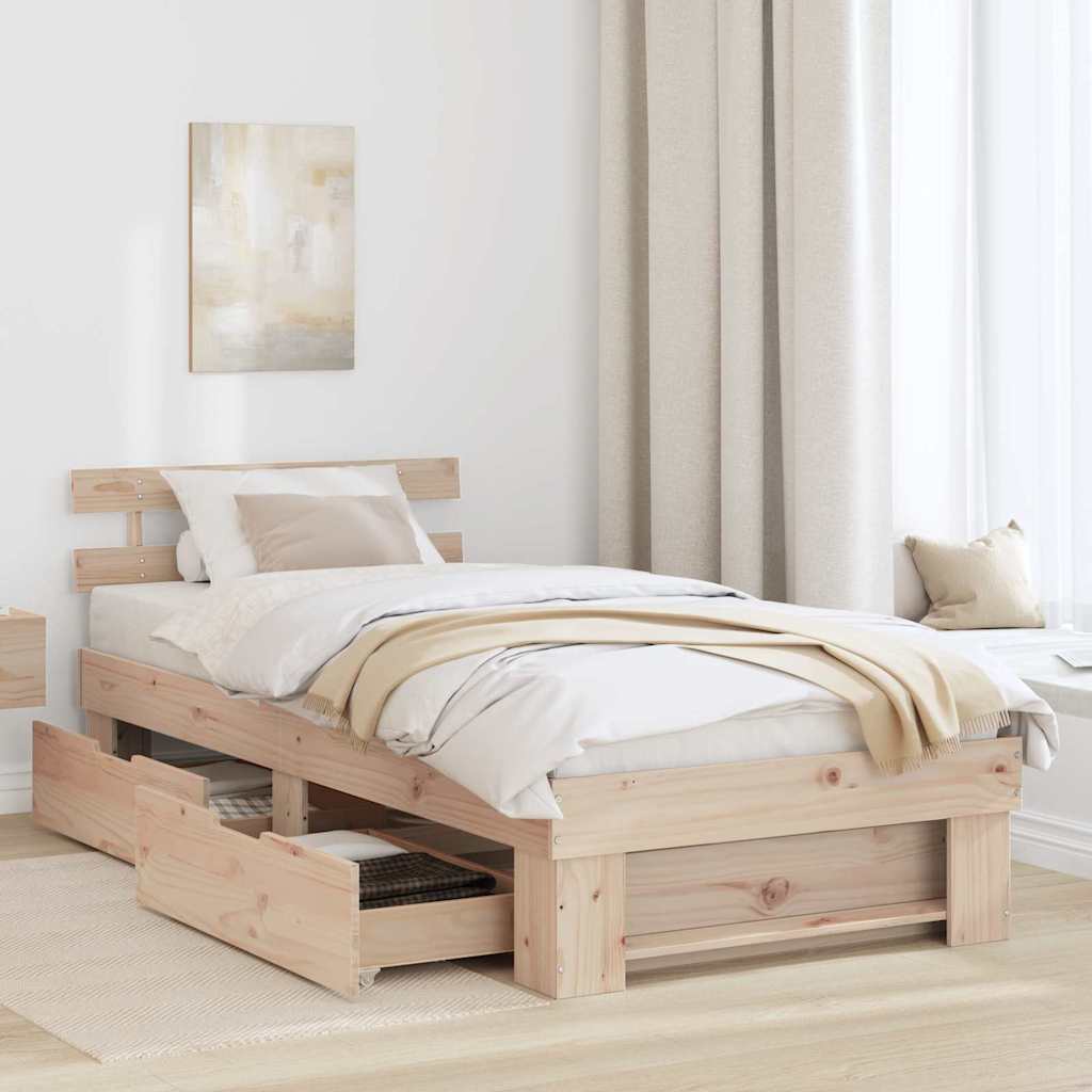 Bettgestell mit Kopfteil Braun 75 x 190 cm Massivholz Kiefer