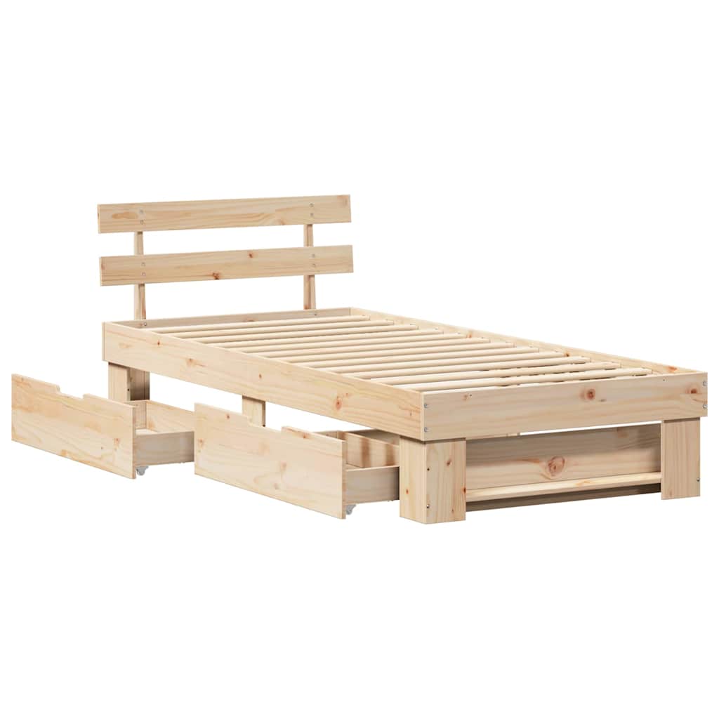 Bettgestell mit Kopfteil Braun 75 x 190 cm Massivholz Kiefer