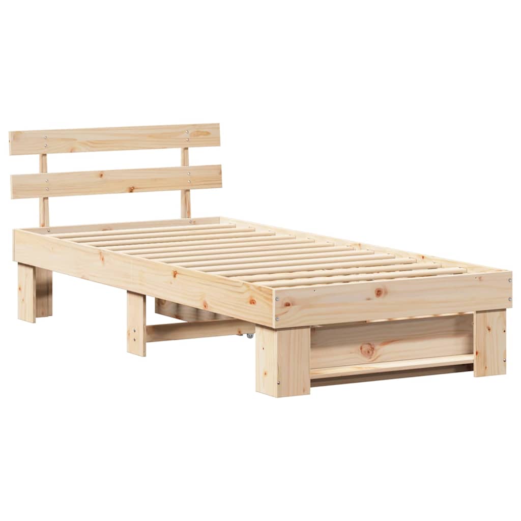 Bettgestell mit Kopfteil Braun 75 x 190 cm Massivholz Kiefer