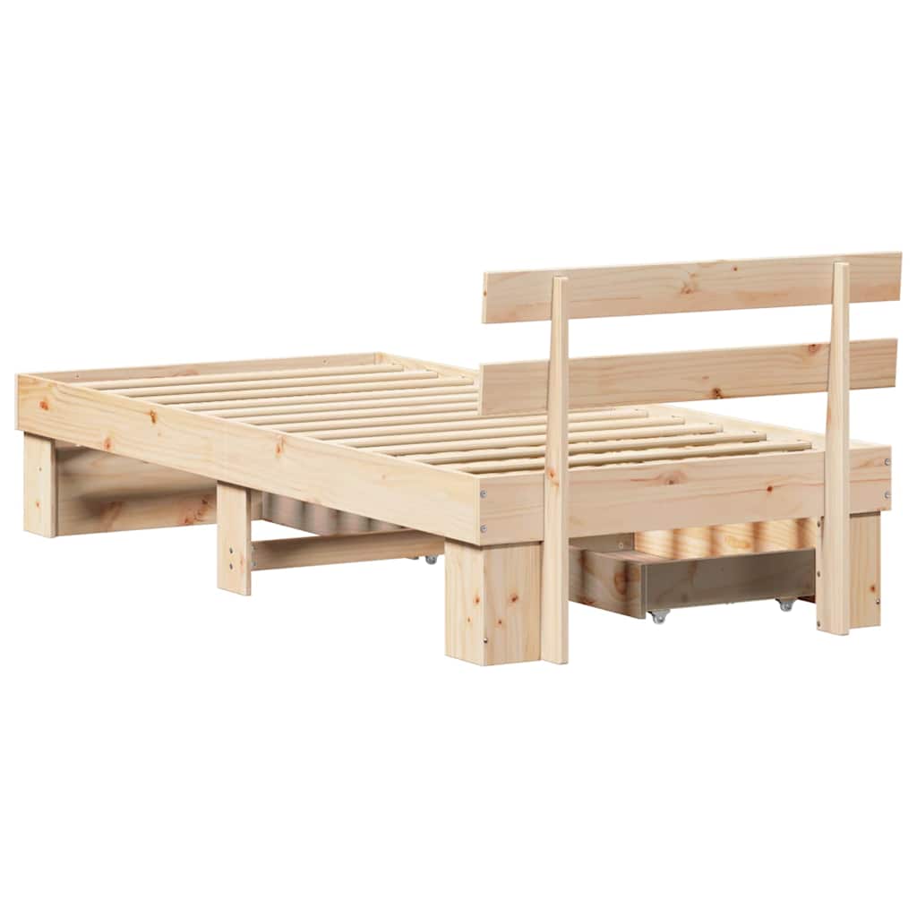 Bettgestell mit Kopfteil Braun 75 x 190 cm Massivholz Kiefer