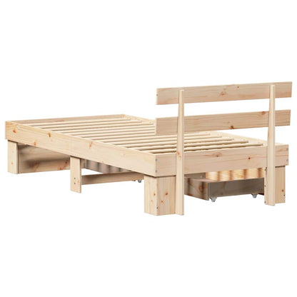 Bettgestell mit Kopfteil Braun 75 x 190 cm Massivholz Kiefer