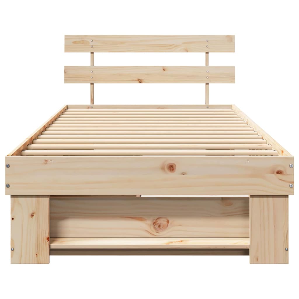 Bettgestell mit Kopfteil Braun 75 x 190 cm Massivholz Kiefer