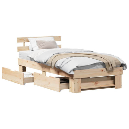 Bettgestell mit Kopfteil Braun 75 x 190 cm Massivholz Kiefer