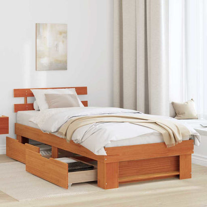Bettgestell Wachsbraun 75 x 190 cm Massivholz Kiefer