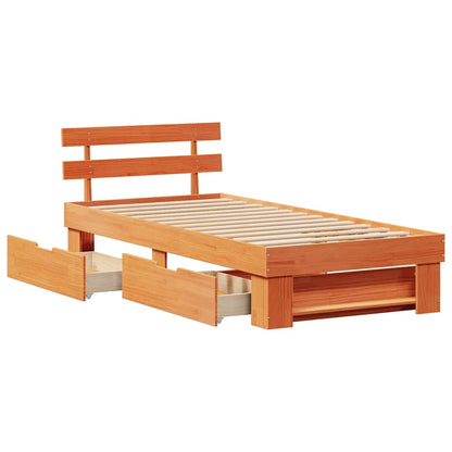 Bettgestell Wachsbraun 75 x 190 cm Massivholz Kiefer