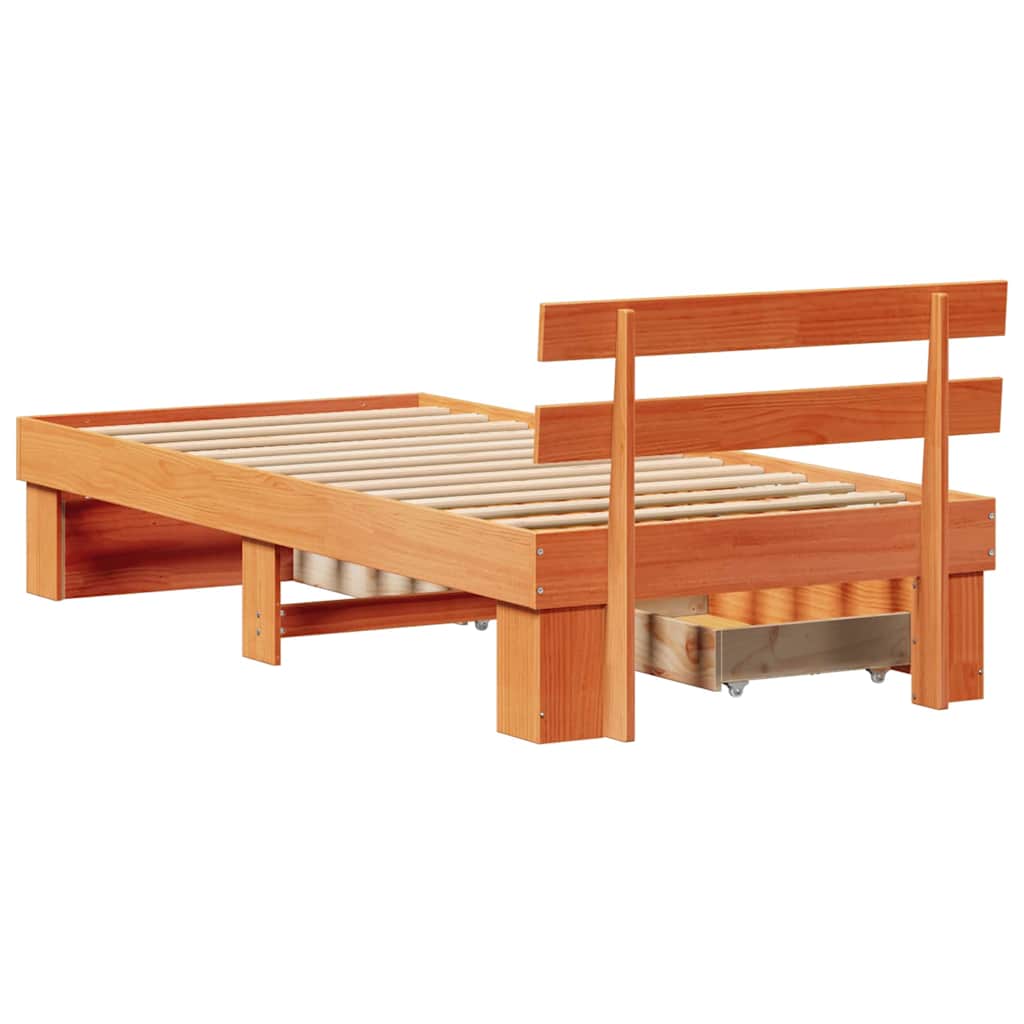 Bettgestell Wachsbraun 75 x 190 cm Massivholz Kiefer