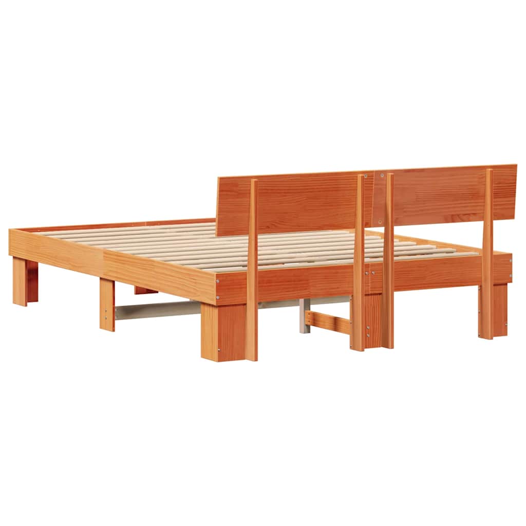 Bettgestell Wachsbraun 150 x 200 cm Massivholz Kiefer