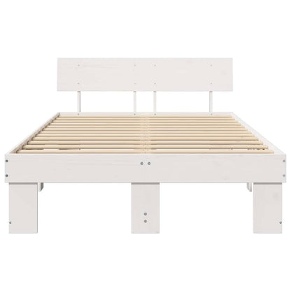 Bettgestell mit Kopfteil Weiß 140 x 190 cm Massivholz Kiefer