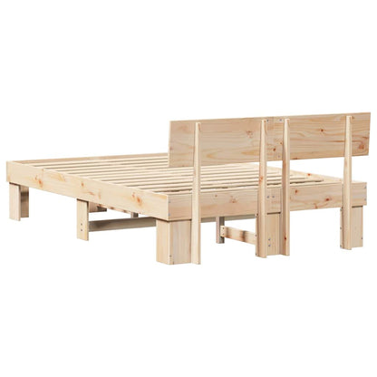 Bettgestell mit Kopfteil Braun 135 x 190 cm Massivholz Kiefer