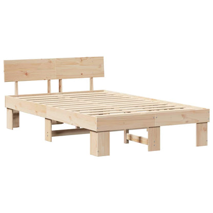 Bettgestell mit Kopfteil Braun 120 x 190 cm Massivholz Kiefer
