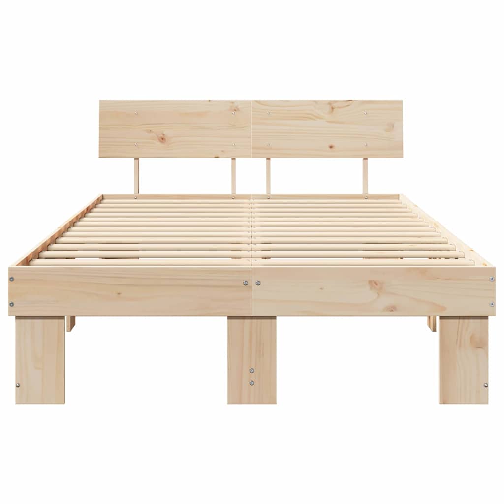 Bettgestell mit Kopfteil Braun 120 x 190 cm Massivholz Kiefer