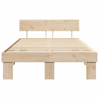 Bettgestell mit Kopfteil Braun 120 x 190 cm Massivholz Kiefer