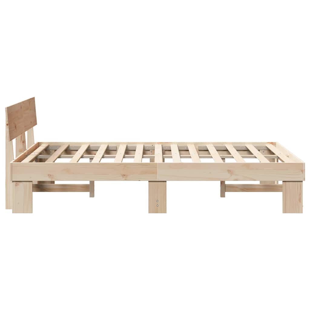 Bettgestell mit Kopfteil Braun 120 x 190 cm Massivholz Kiefer