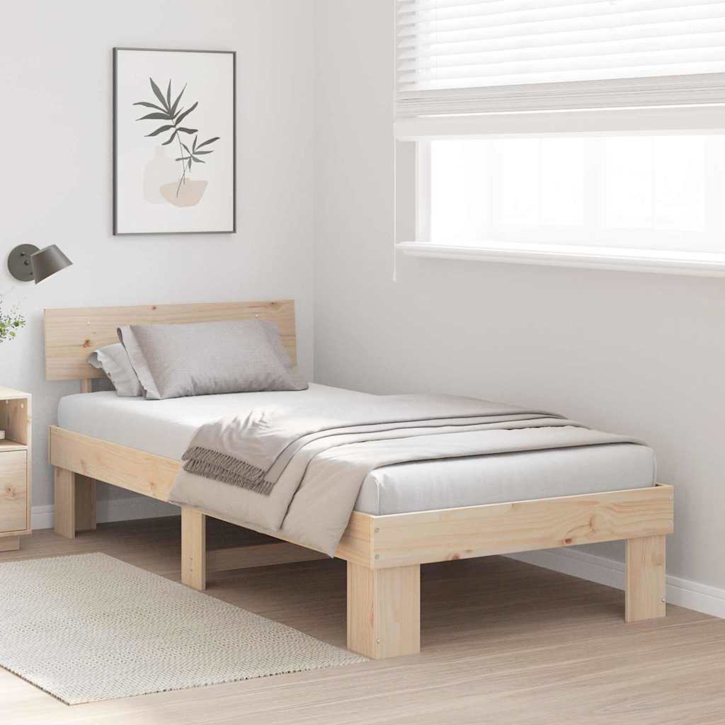 Bettgestell mit Kopfteil Braun 90 x 200 cm Massivholz Kiefer