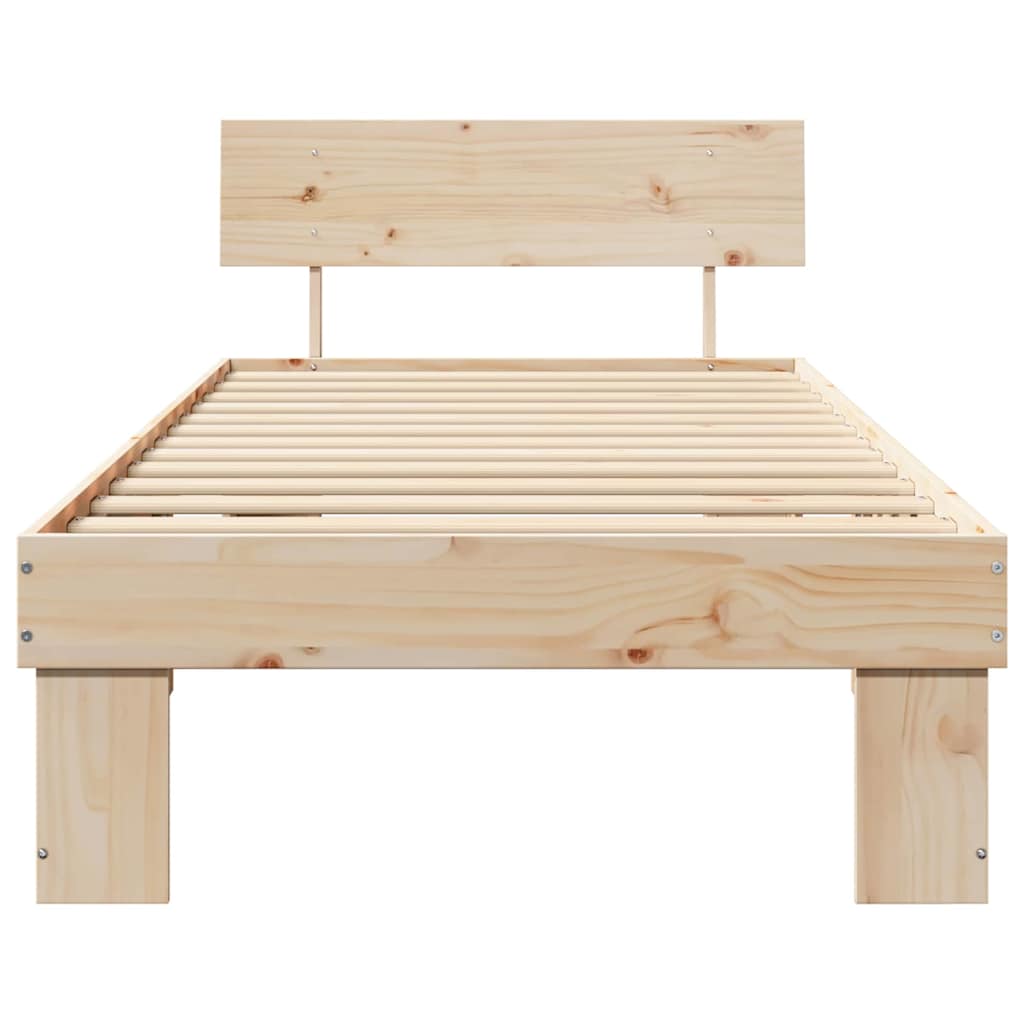 Bettgestell mit Kopfteil Braun 90 x 200 cm Massivholz Kiefer