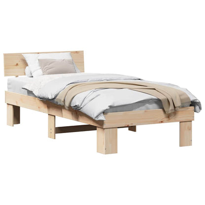 Bettgestell mit Kopfteil Braun 90 x 190 cm Massivholz Kiefer