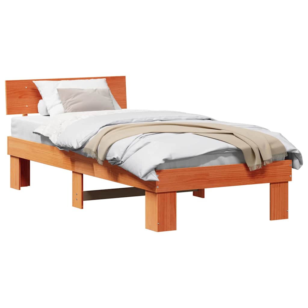 Bettgestell Wachsbraun 90 x 190 cm Massivholz Kiefer