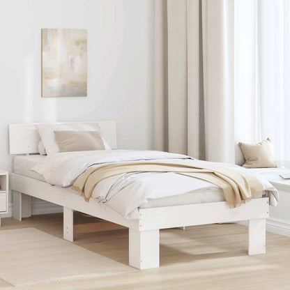 Bettgestell mit Kopfteil Weiß 75 x 190 cm Massivholz Kiefer