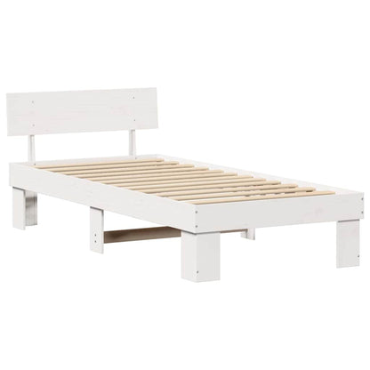Bettgestell mit Kopfteil Weiß 75 x 190 cm Massivholz Kiefer