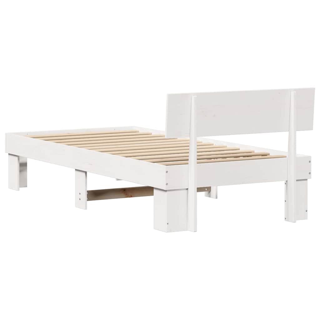 Bettgestell mit Kopfteil Weiß 75 x 190 cm Massivholz Kiefer