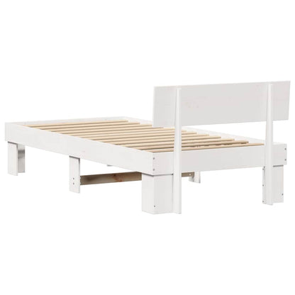 Bettgestell mit Kopfteil Weiß 75 x 190 cm Massivholz Kiefer